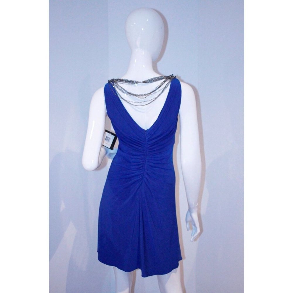 MARC ANDREW New York CHAIN  V-Neck DRESS Royal Blue 2